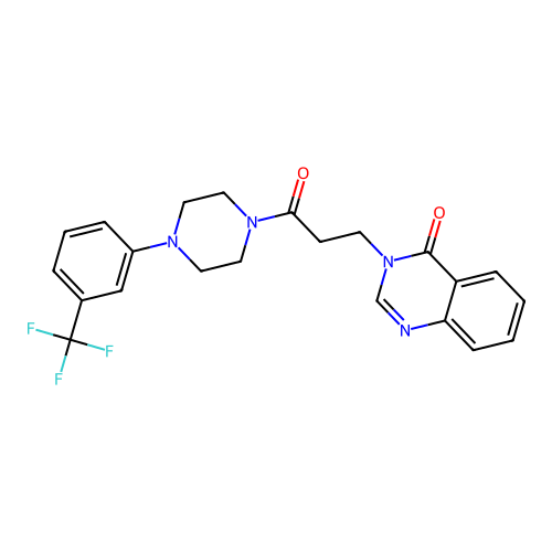 3-[3-oxo-3-[4-[3-(trifluoromethyl)phenyl]piperazin-1-yl]propyl]quinazolin-4-one structure