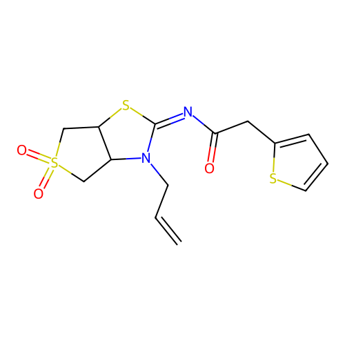 (Z)-N-(3-allyl-5,5-dioxidotetrahydrothieno[3,4-d]thiazol-2(3H)-ylidene)-2-(thiophen-2-yl)acetamide structure