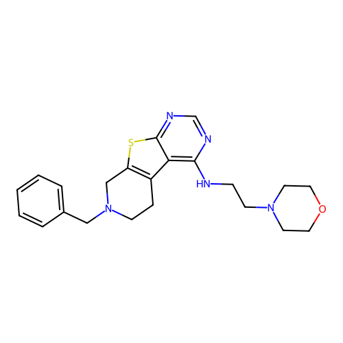 7-benzyl-N-[2-(morpholin-4-yl)ethyl]-5,6,7,8-tetrahydropyrido[4',3':4,5]thieno[2,3-d]pyrimidin-4-amine structure