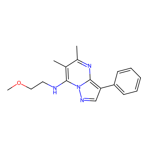 N-(2-methoxyethyl)-5,6-dimethyl-3-phenylpyrazolo[1,5-a]pyrimidin-7-amine structure