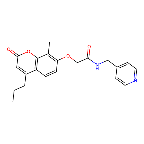 2-[(8-methyl-2-oxo-4-propyl-2H-chromen-7-yl)oxy]-N-(pyridin-4-ylmethyl)acetamide structure