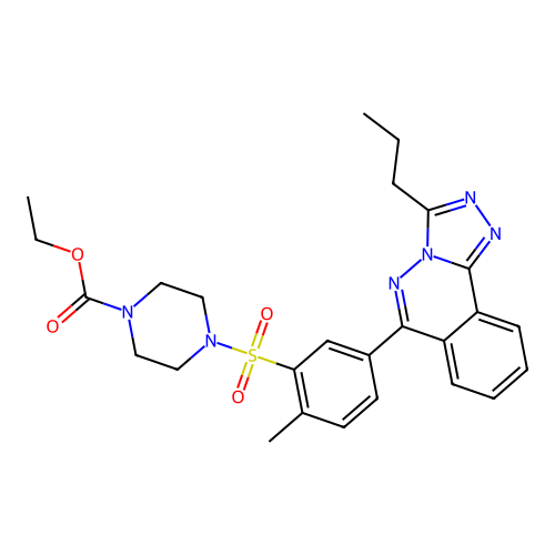 ethyl 4-((2-methyl-5-(3-propyl-[1,2,4]triazolo[3,4-a]phthalazin-6-yl)phenyl)sulfonyl)piperazine-1-carboxylate structure