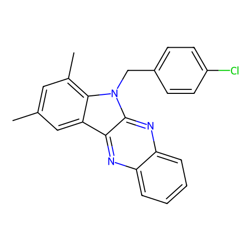 6-(4-chlorobenzyl)-7,9-dimethyl-6H-indolo[2,3-b]quinoxaline structure