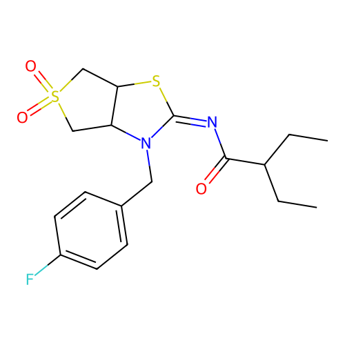 2-ethyl-N-[(2E)-3-(4-fluorobenzyl)-5,5-dioxidotetrahydrothieno[3,4-d][1,3]thiazol-2(3H)-ylidene]butanamide structure
