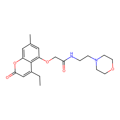 2-[(4-ethyl-7-methyl-2-oxo-2H-chromen-5-yl)oxy]-N-[2-(morpholin-4-yl)ethyl]acetamide structure