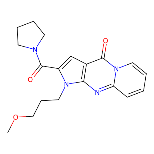 1-(3-methoxypropyl)-2-(pyrrolidine-1-carbonyl)pyrido[1,2-a]pyrrolo[2,3-d]pyrimidin-4(1H)-one structure