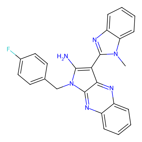 1-(4-fluorobenzyl)-3-(1-methyl-1H-benzimidazol-2-yl)-1H-pyrrolo[2,3-b]quinoxalin-2-amine structure