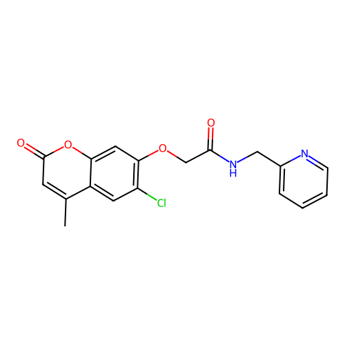 2-((6-chloro-4-methyl-2-oxo-2H-chromen-7-yl)oxy)-N-(pyridin-2-ylmethyl)acetamide structure
