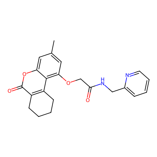2-((3-methyl-6-oxo-7,8,9,10-tetrahydro-6H-benzo[c]chromen-1-yl)oxy)-N-(pyridin-2-ylmethyl)acetamide structure