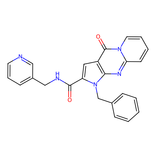 1-benzyl-4-oxo-N-(pyridin-3-ylmethyl)-1,4-dihydropyrido[1,2-a]pyrrolo[2,3-d]pyrimidine-2-carboxamide structure