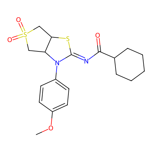 (Z)-N-(3-(4-methoxyphenyl)-5,5-dioxidotetrahydrothieno[3,4-d]thiazol-2(3H)-ylidene)cyclohexanecarboxamide structure