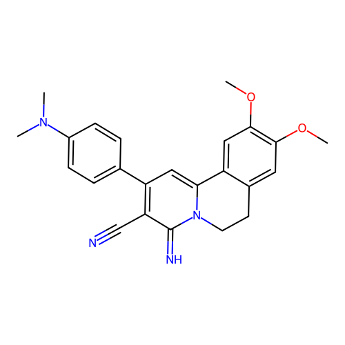 2-(4-(dimethylamino)phenyl)-4-imino-9,10-dimethoxy-6,7-dihydro-4H-pyrido[2,1-a]isoquinoline-3-carbonitrile structure