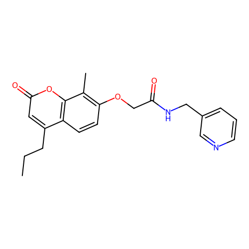 2-[(8-methyl-2-oxo-4-propyl-2H-chromen-7-yl)oxy]-N-(pyridin-3-ylmethyl)acetamide structure