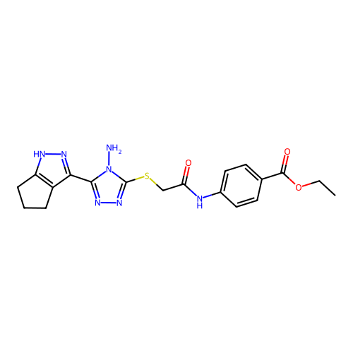 ethyl 4-(2-((4-amino-5-(1,4,5,6-tetrahydrocyclopenta[c]pyrazol-3-yl)-4H-1,2,4-triazol-3-yl)thio)acetamido)benzoate structure
