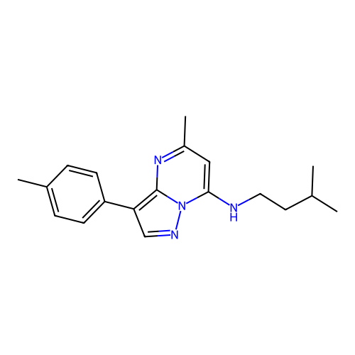 5-methyl-N-(3-methylbutyl)-3-(4-methylphenyl)pyrazolo[1,5-a]pyrimidin-7-amine structure