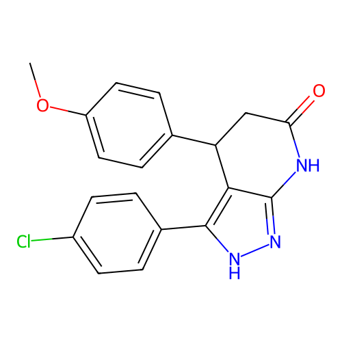 3-(4-chlorophenyl)-4-(4-methoxyphenyl)-1,2,4,5-tetrahydropyrazolo[3,4-b]pyridin-6-one structure