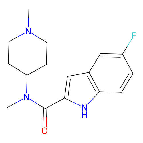 5-fluoro-N-methyl-N-(1-methylpiperidin-4-yl)-1H-indole-2-carboxamide structure