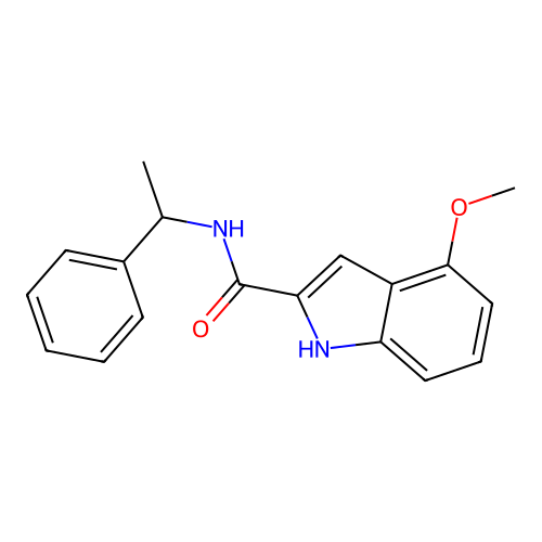 4-methoxy-N-(1-phenylethyl)-1H-indole-2-carboxamide structure