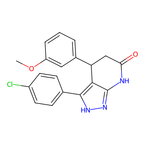 3-(4-chlorophenyl)-4-(3-methoxyphenyl)-1,2,4,5-tetrahydropyrazolo[3,4-b]pyridin-6-one structure