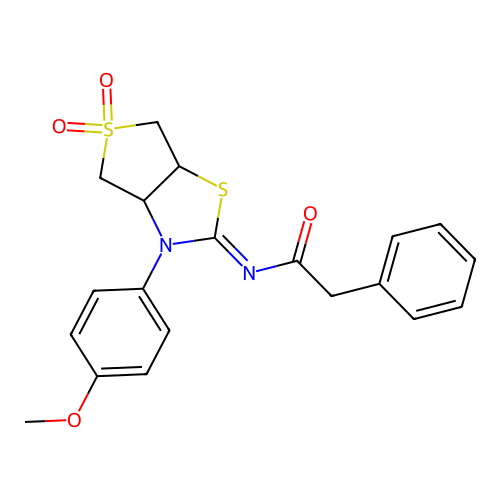 N-[(2Z)-3-(4-methoxyphenyl)-5,5-dioxidotetrahydrothieno[3,4-d][1,3]thiazol-2(3H)-ylidene]-2-phenylacetamide structure