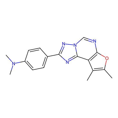 4-(8,9-dimethylfuro[3,2-e][1,2,4]triazolo[1,5-c]pyrimidin-2-yl)-N,N-dimethylaniline structure