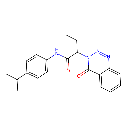 2-(4-oxo-1,2,3-benzotriazin-3(4H)-yl)-N-[4-(propan-2-yl)phenyl]butanamide structure