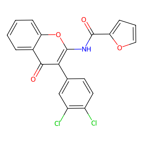 N-(3-(3,4-dichlorophenyl)-4-oxo-4H-chromen-2-yl)furan-2-carboxamide structure