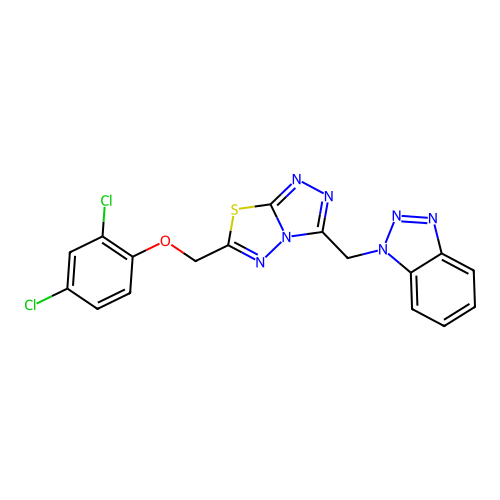 1-({6-[(2,4-dichlorophenoxy)methyl][1,2,4]triazolo[3,4-b][1,3,4]thiadiazol-3-yl}methyl)-1H-benzotriazole structure