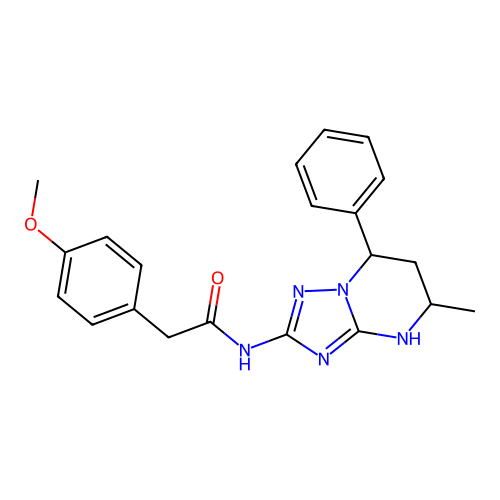 2-(4-methoxyphenyl)-N-(5-methyl-7-phenyl-1,5,6,7-tetrahydro-[1,2,4]triazolo[1,5-a]pyrimidin-2-yl)acetamide structure