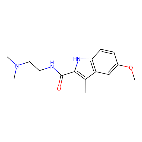 N-(2-(dimethylamino)ethyl)-5-methoxy-3-methyl-1H-indole-2-carboxamide structure