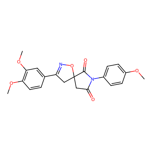 3-(3,4-dimethoxyphenyl)-7-(4-methoxyphenyl)-1-oxa-2,7-diazaspiro[4.4]non-2-ene-6,8-dione structure
