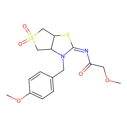2-methoxy-N-[(2E)-3-(4-methoxybenzyl)-5,5-dioxidotetrahydrothieno[3,4-d][1,3]thiazol-2(3H)-ylidene]acetamide structure