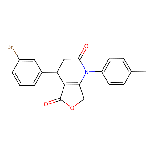 4-(3-bromophenyl)-1-(4-methylphenyl)-4,7-dihydro-3H-furo[3,4-b]pyridine-2,5-dione structure