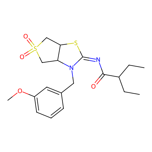 (Z)-2-ethyl-N-(3-(3-methoxybenzyl)-5,5-dioxidotetrahydrothieno[3,4-d]thiazol-2(3H)-ylidene)butanamide structure