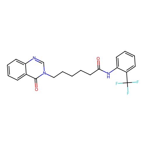 6-(4-oxoquinazolin-3(4H)-yl)-N-(2-(trifluoromethyl)phenyl)hexanamide structure