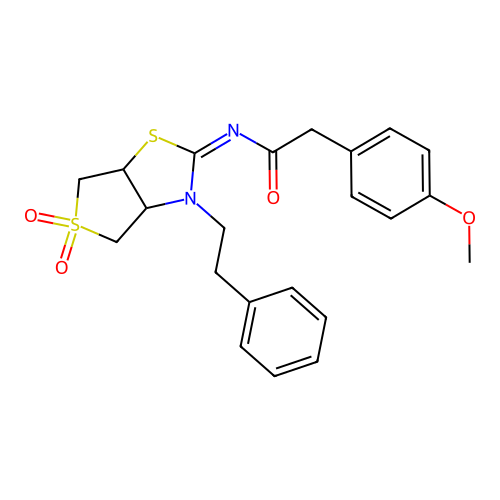 (Z)-N-(5,5-dioxido-3-phenethyltetrahydrothieno[3,4-d]thiazol-2(3H)-ylidene)-2-(4-methoxyphenyl)acetamide structure