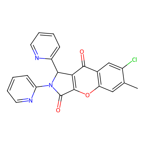 7-chloro-6-methyl-1,2-di(pyridin-2-yl)-1,2-dihydrochromeno[2,3-c]pyrrole-3,9-dione structure