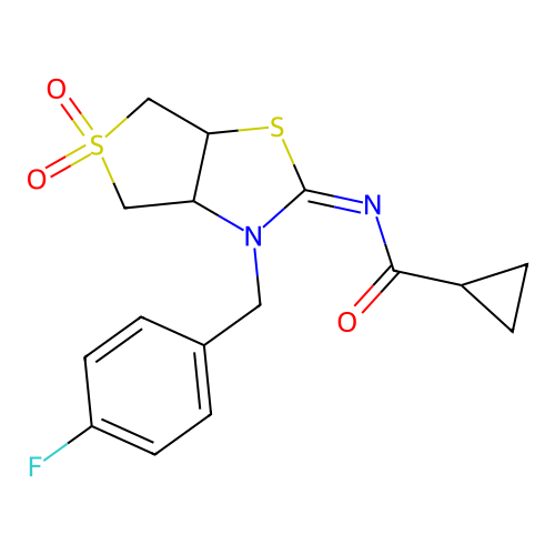 N-[(2Z)-3-(4-fluorobenzyl)-5,5-dioxidotetrahydrothieno[3,4-d][1,3]thiazol-2(3H)-ylidene]cyclopropanecarboxamide structure