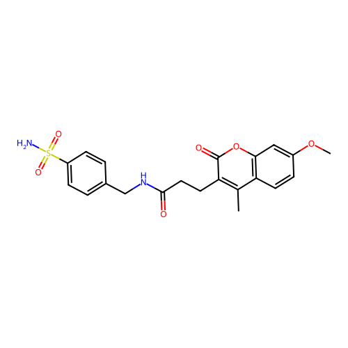 3-(7-methoxy-4-methyl-2-oxo-2H-chromen-3-yl)-N-(4-sulfamoylbenzyl)propanamide structure