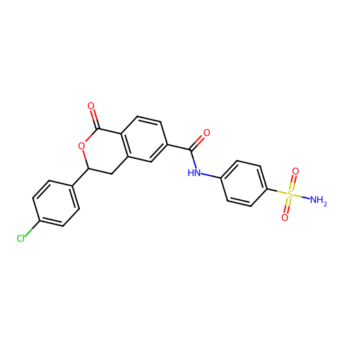 3-(4-chlorophenyl)-1-oxo-N-(4-sulfamoylphenyl)isochroman-6-carboxamide structure