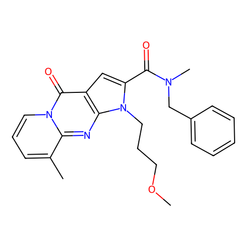 N-benzyl-1-(3-methoxypropyl)-N,9-dimethyl-4-oxo-1,4-dihydropyrido[1,2-a]pyrrolo[2,3-d]pyrimidine-2-carboxamide structure