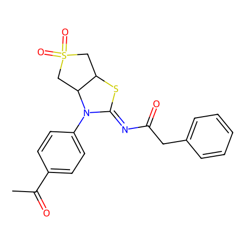 (Z)-N-(3-(4-acetylphenyl)-5,5-dioxidotetrahydrothieno[3,4-d]thiazol-2(3H)-ylidene)-2-phenylacetamide structure