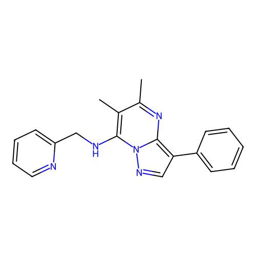 5,6-dimethyl-3-phenyl-N-(pyridin-2-ylmethyl)pyrazolo[1,5-a]pyrimidin-7-amine structure
