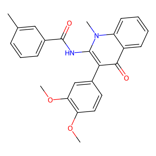 N-[3-(3,4-dimethoxyphenyl)-1-methyl-4-oxoquinolin-2-yl]-3-methylbenzamide structure
