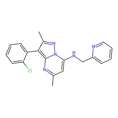 3-(2-chlorophenyl)-2,5-dimethyl-N-(pyridin-2-ylmethyl)pyrazolo[1,5-a]pyrimidin-7-amine structure