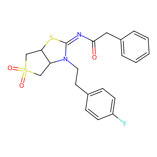 N-[(2E)-3-[2-(4-fluorophenyl)ethyl]-5,5-dioxidotetrahydrothieno[3,4-d][1,3]thiazol-2(3H)-ylidene]-2-phenylacetamide structure