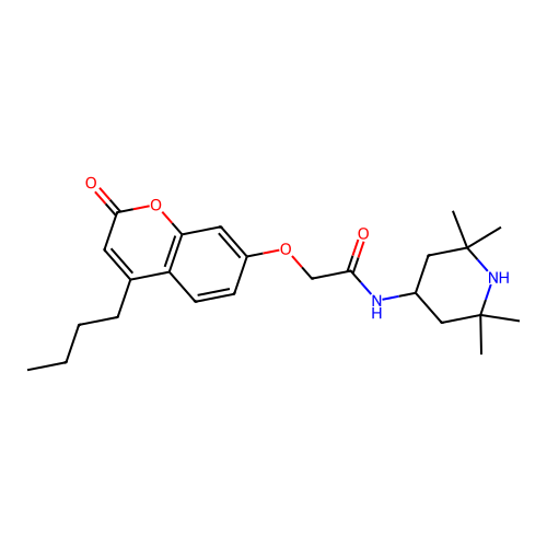 2-[(4-butyl-2-oxo-2H-chromen-7-yl)oxy]-N-(2,2,6,6-tetramethylpiperidin-4-yl)acetamide structure