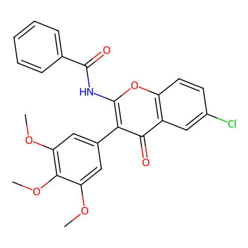 N-(6-chloro-4-oxo-3-(3,4,5-trimethoxyphenyl)-4H-chromen-2-yl)benzamide structure