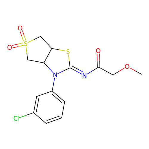 N-[(2E)-3-(3-chlorophenyl)-5,5-dioxidotetrahydrothieno[3,4-d][1,3]thiazol-2(3H)-ylidene]-2-methoxyacetamide structure