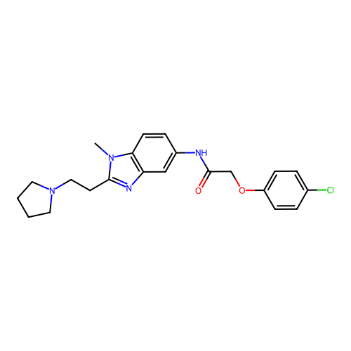 2-(4-chlorophenoxy)-N-[1-methyl-2-(2-pyrrolidin-1-ylethyl)benzimidazol-5-yl]acetamide structure